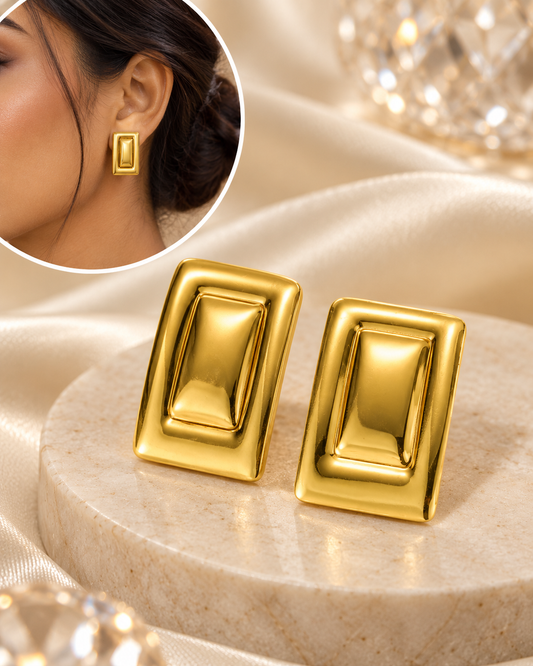 Aretes Dorados Rectangulares