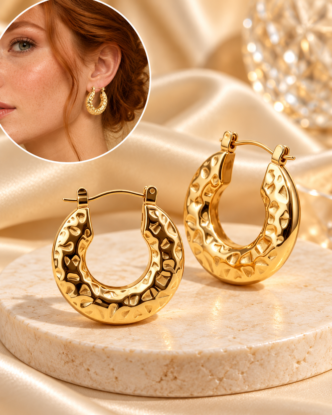 Aretes Dorados Arracadas Amatilladas