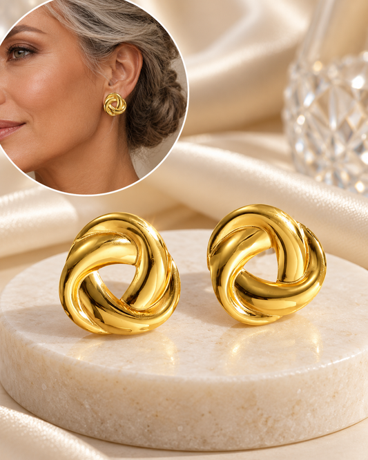 Aretes Dorados Circulos Enlazados