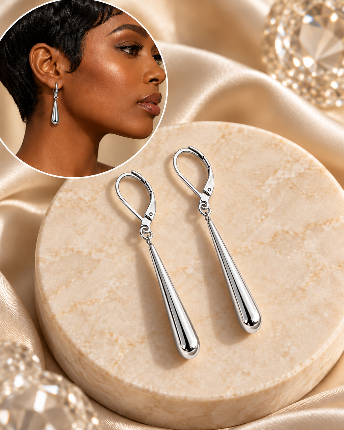 Aretes Dorados Gota Larga