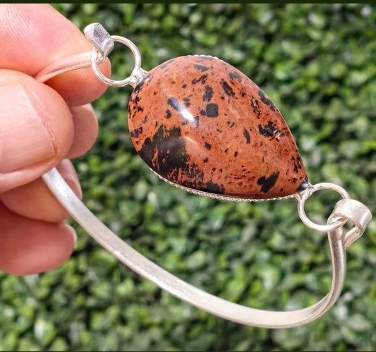 Brazalete Piedra Mineral Obsidiana Caoba