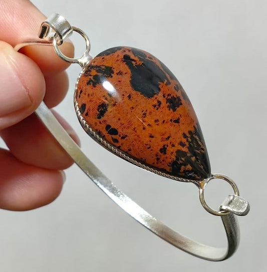 Brazalete Piedra Mineral Obsidiana Caoba