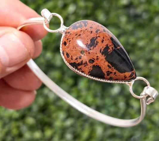 Brazalete Piedra Mineral Obsidiana Caoba
