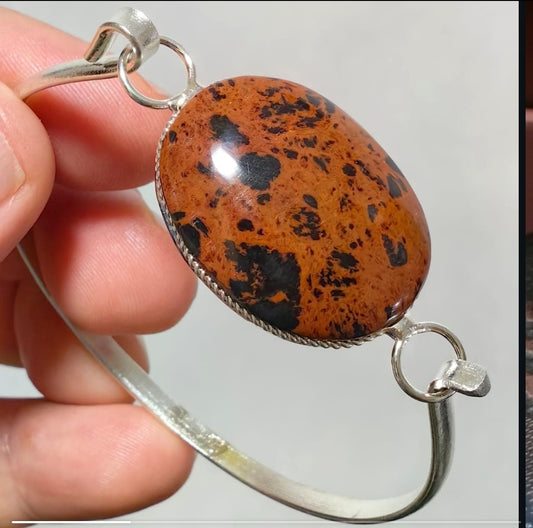 Brazalete Piedra Mineral Obsidiana Caoba