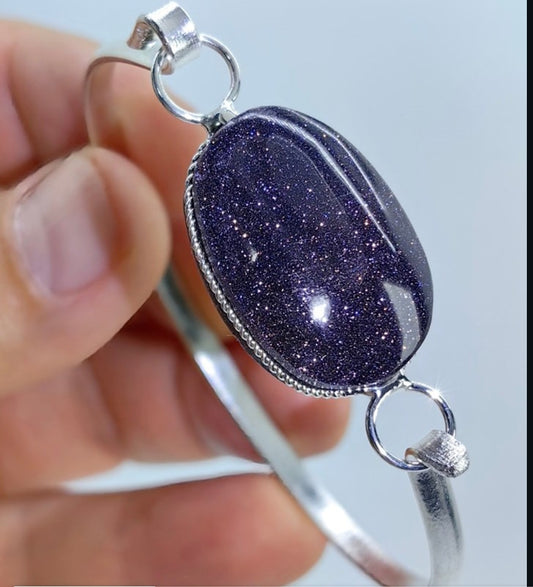 Brazalete Piedra Mineral Venturina Azul