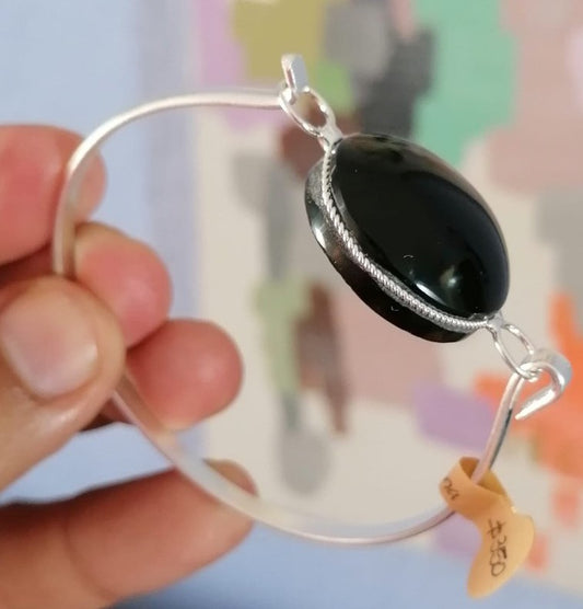 Brazalete Piedra Mineral Obsidiana
