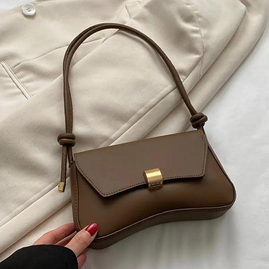 Bolsa Baguette Caqui de Solapa Retro Chic