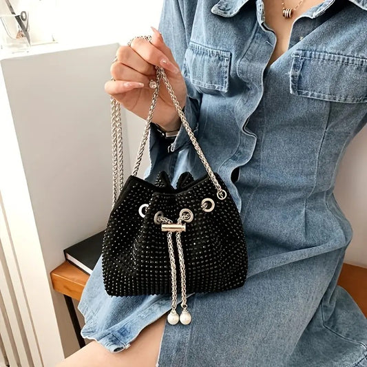 Bucket Bag Negra Estoperoles Negros