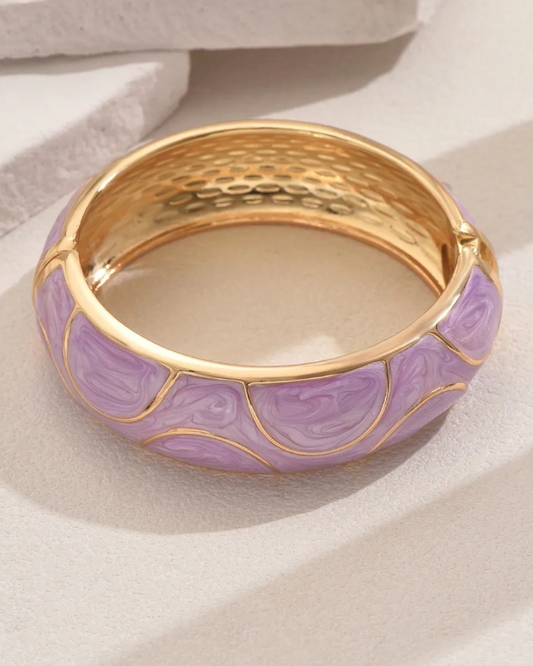 Brazalete Geométrico Esmaltado Púrpura y Dorado