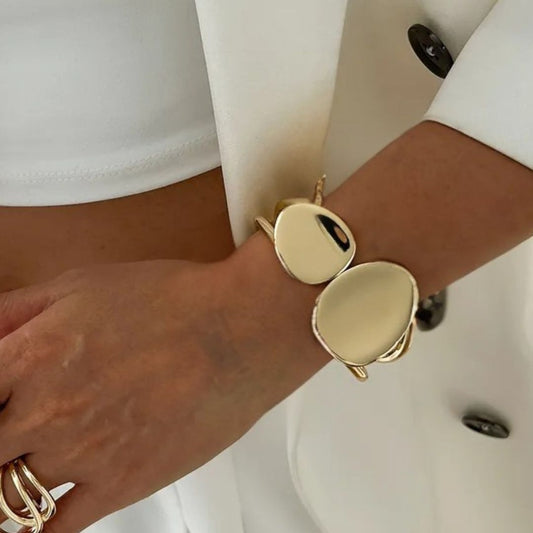 Brazalete Dorado Dos Gotas Grandes