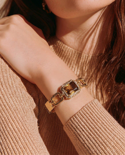 Brazalete Eslabones Dorados Ronda Sultanita y Circón
