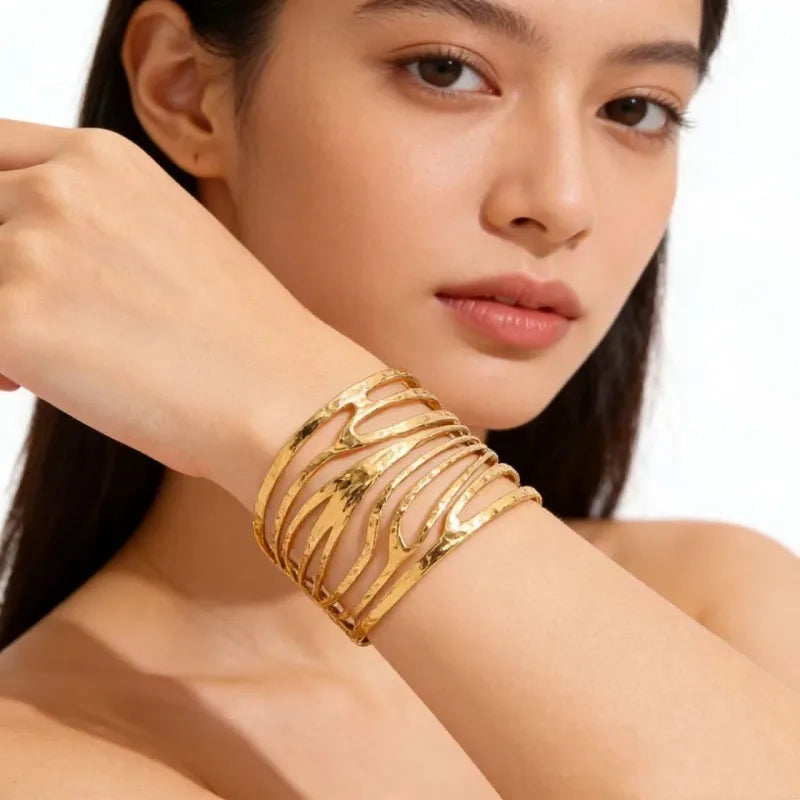 Brazalete Acero Diseño Geométrico