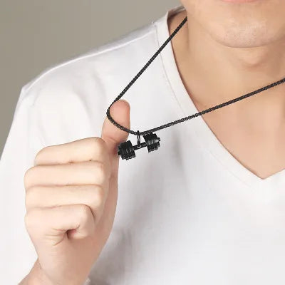 Collar Negro Dije Mancuerna Ejercicio