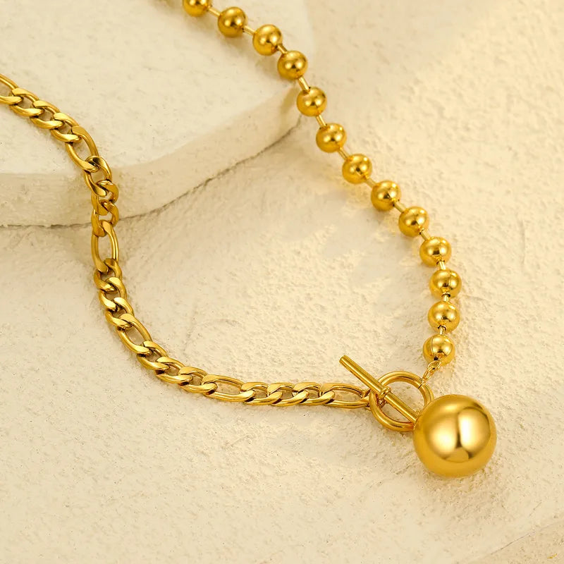 Collar Dorada Cadena y Perlas Dije Cuenca