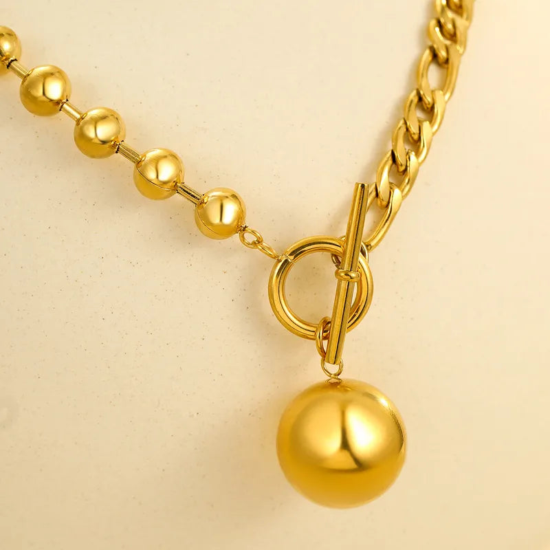 Collar Dorada Cadena y Perlas Dije Cuenca