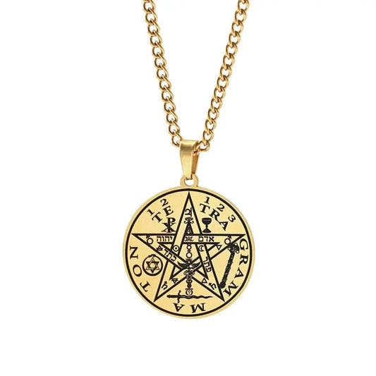 Collar Cadena Dorada Dije Tetragrammaton Sólido