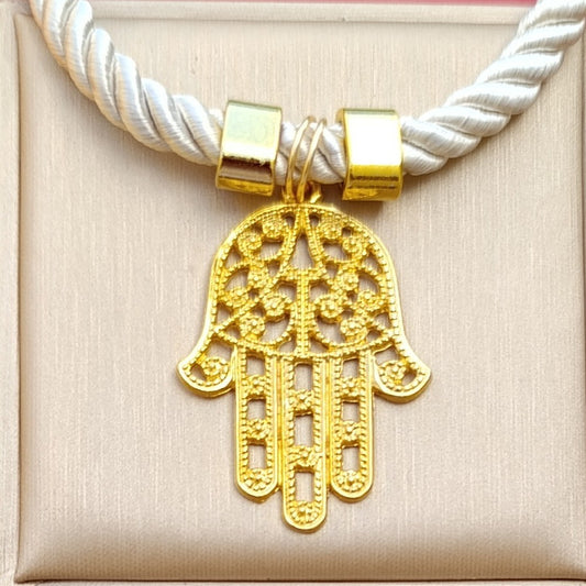 Collar Cordón Seda Dije Mano Fátima