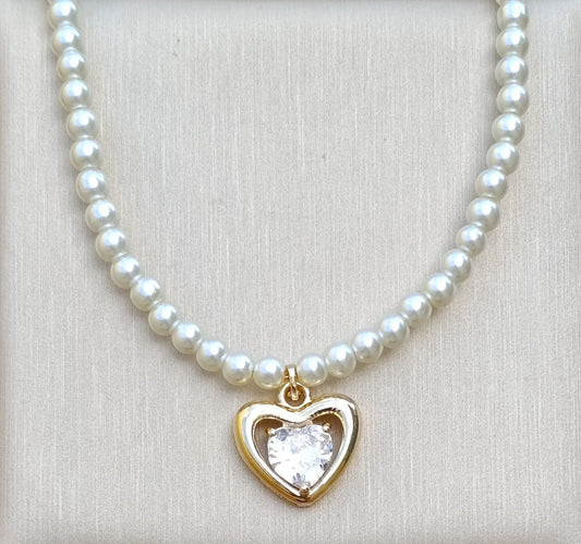 Collar Perlas Dije Corazón