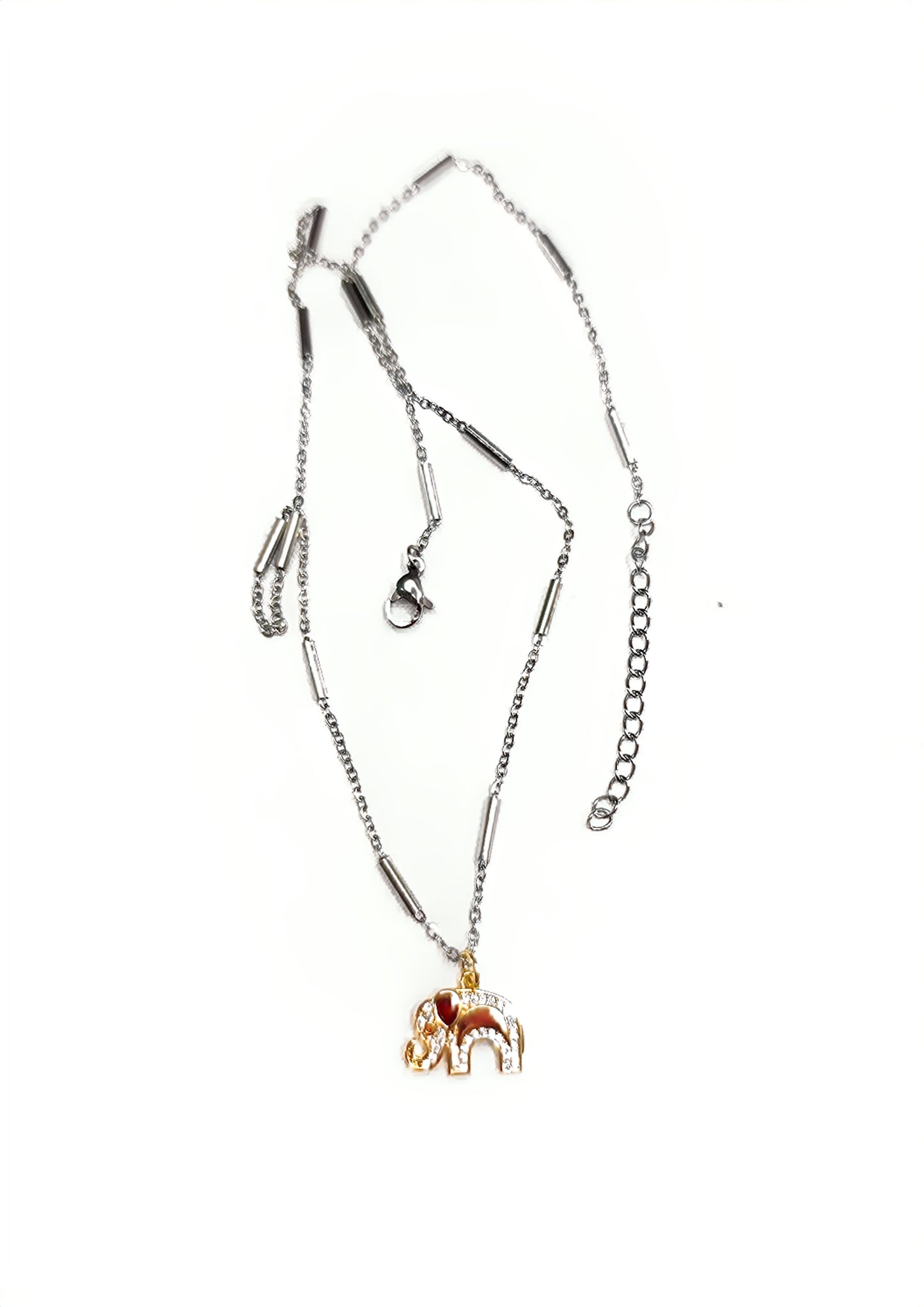 Collar Cadena Dorada Clip Dije Elefante Circón