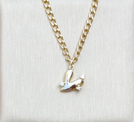 Collar Cadena Dorada Clip Dije Corazón