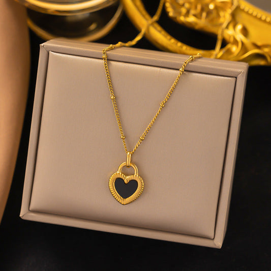 Collar Dorado Dije Corazón Doble Cara