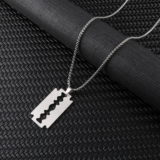 Collar Cadena Dije Plateado Hoja Rasurar