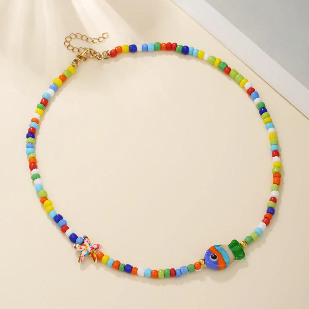 Collar Cuencas Multicolores Dije Pez