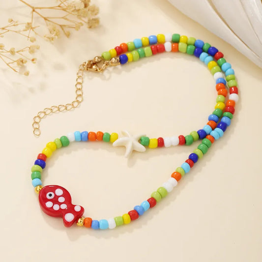Collar Cuencas Multicolores Dije Pez