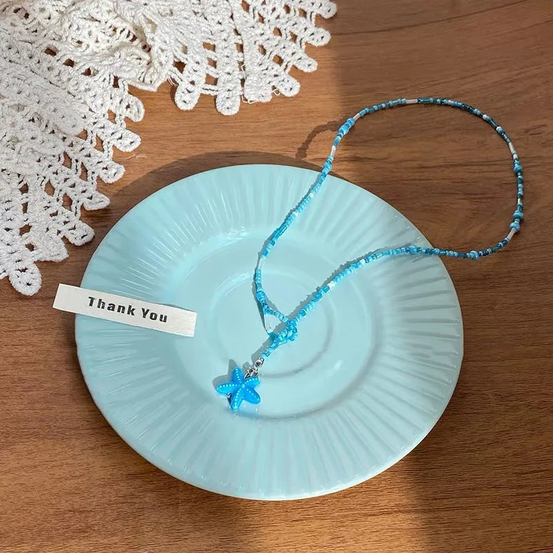 Collar Cuencas Azules Dije Estrella Mar Azul