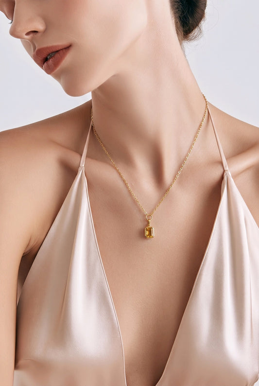 Collar Cadena Dorada Dije Cristal