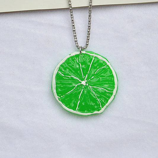 Collar Cadena Plateada Dije Limón