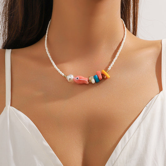 Collar Cuencas Blancas Dijes Marinos