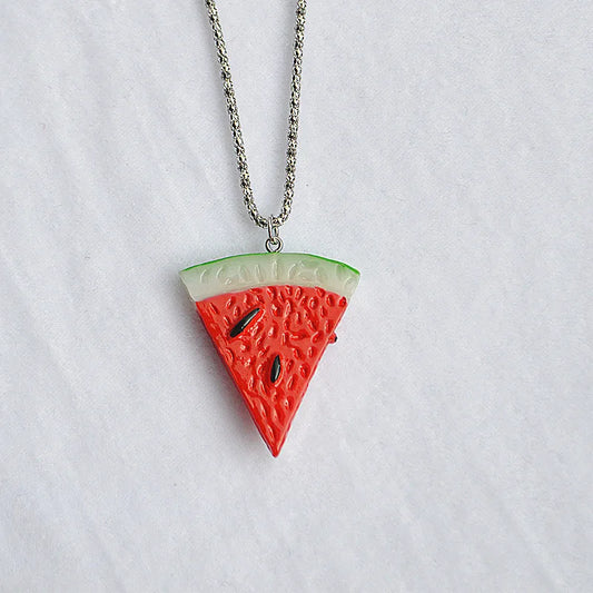 Collar Cadena Plateada Dije Sandía