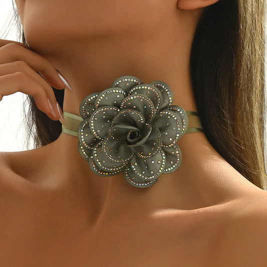 Collar Tipo Gargantilla Tela Verde