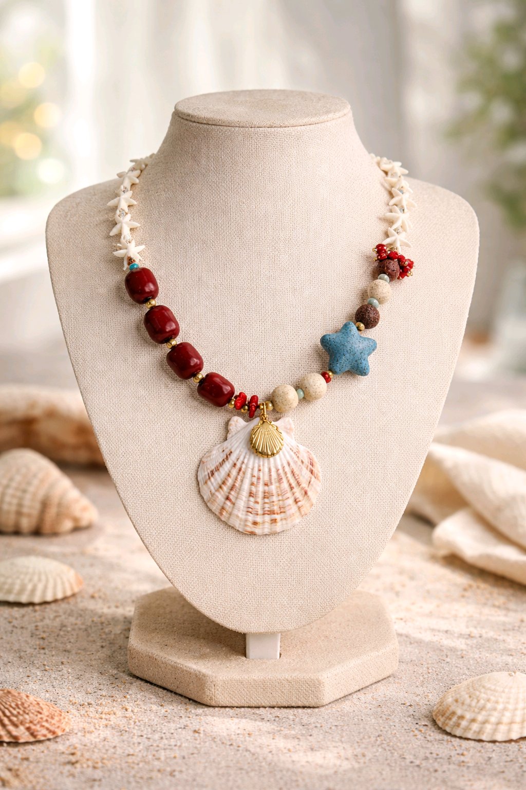 Collar Cuencas Perlas Dije Estrella Mar