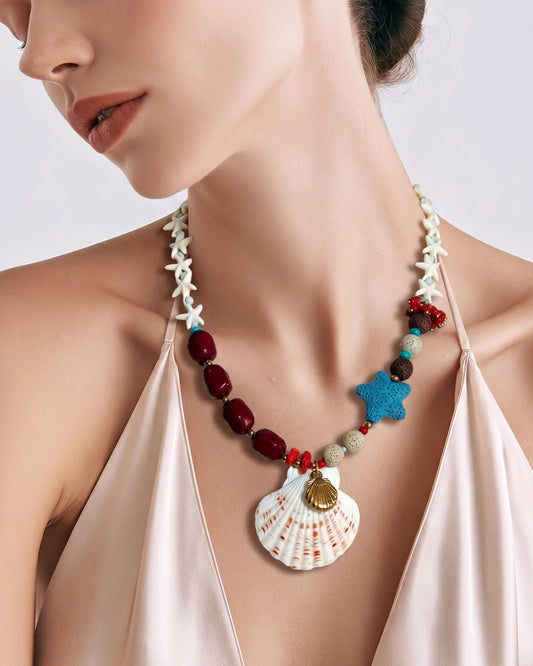 Collar Cuencas Perlas Dije Estrella Mar