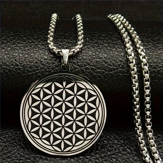 Collar Cadena Plateada Flor de Loto de la Vida