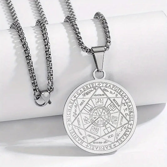Collar Cadena Plateado Dije de los Siete Ángeles de la Guarda