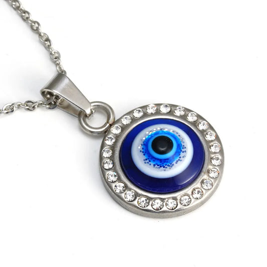 Collar Cadena Plateado Dije Ojo Turco