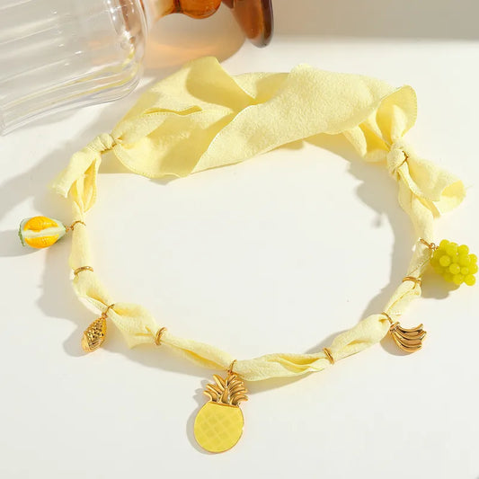 Collar Paliacate Amarillo Dijes Frutas