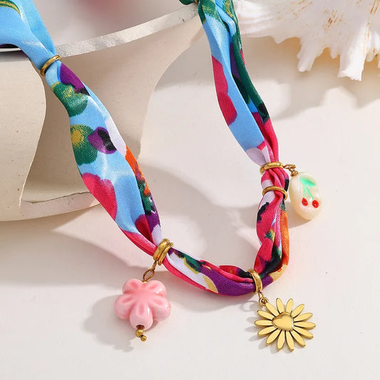 Collar Paliacate Multicolor Dije Flor Margarita