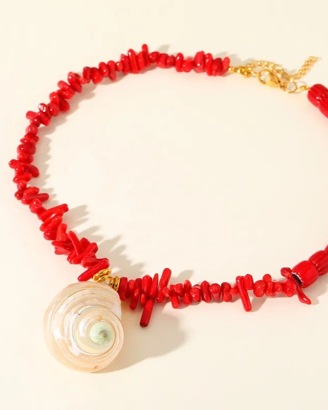 Collar Cilindros y Lajas Rojas Caracol