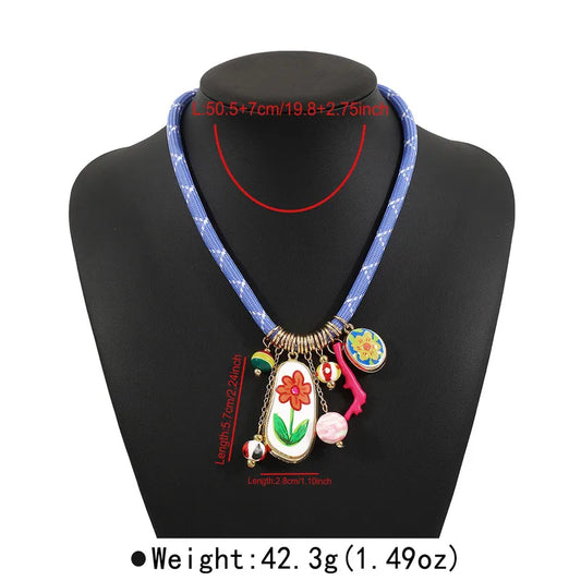 Collar Cordón Azul Dijes Varios