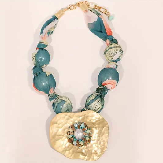 Collar Bohemio Vintage Tonos Verdes