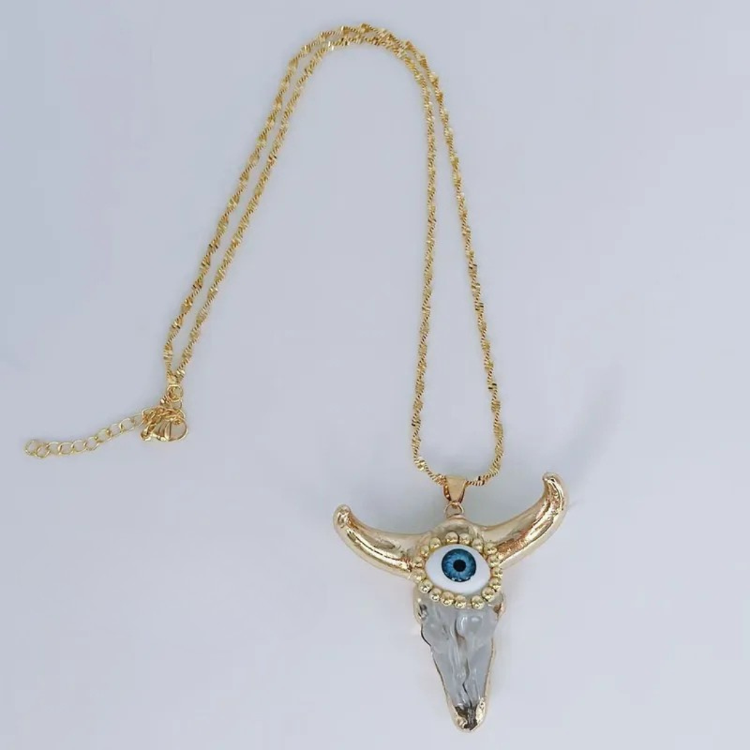 Collar Cadena Dorada Dije Cabeza Toro