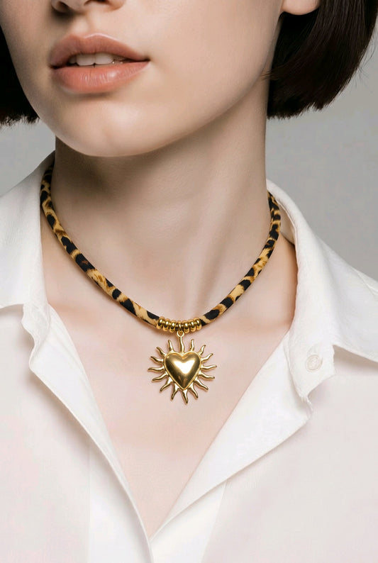 Collar Cordón Dije Corazón Dorado