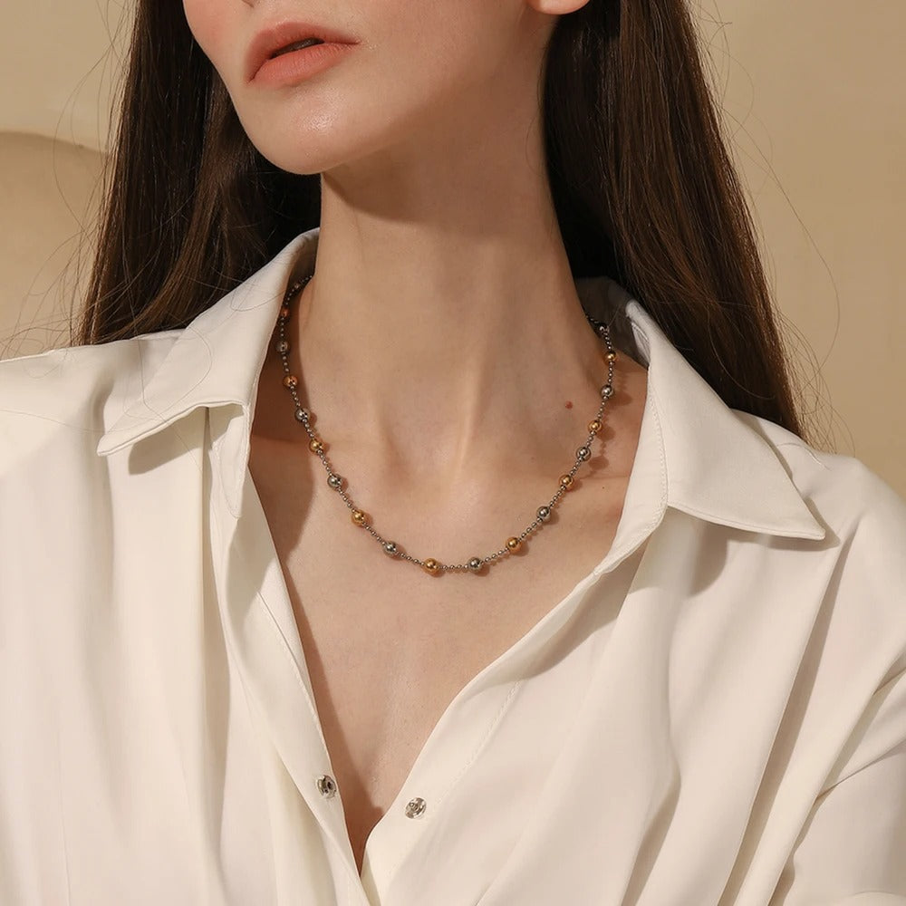 Collar Cadena y Cuencas Bicolor