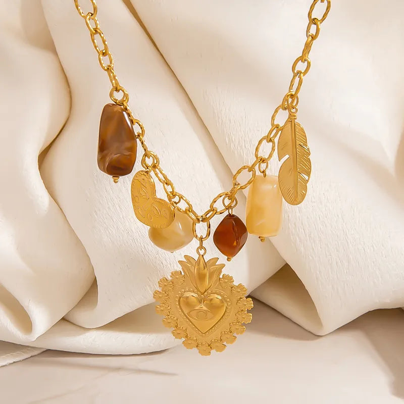 Collar Cadena Dorada Dijes Varios Corazones