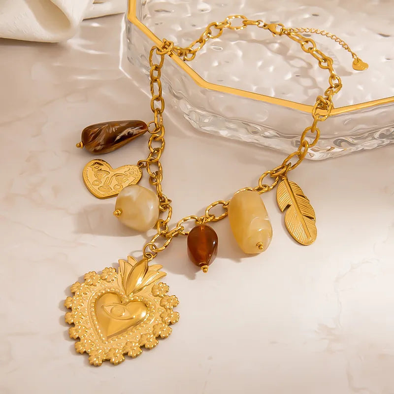 Collar Cadena Dorada Dijes Varios Corazones