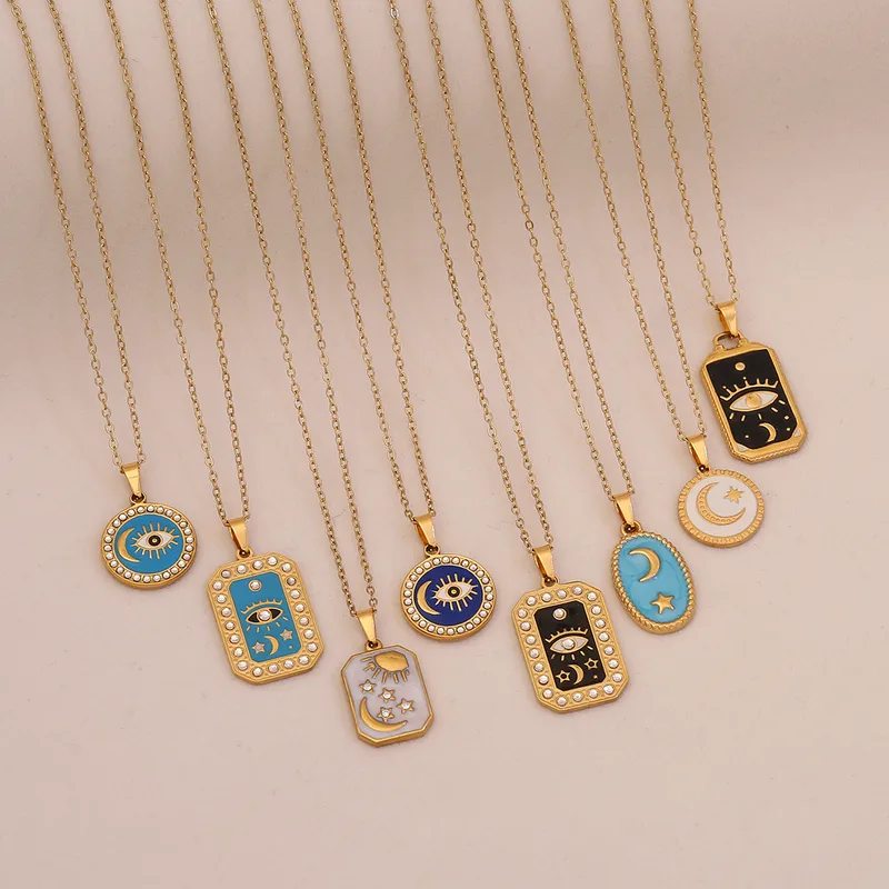 Collar Cadena Dorada Dije Sol, Luna y Estrellas